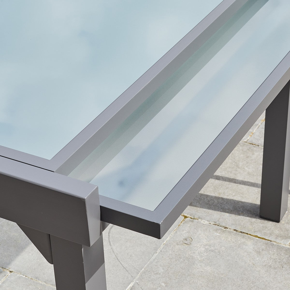 MODULO - Table de jardin en aluminium extensible gris 8/12 pers.