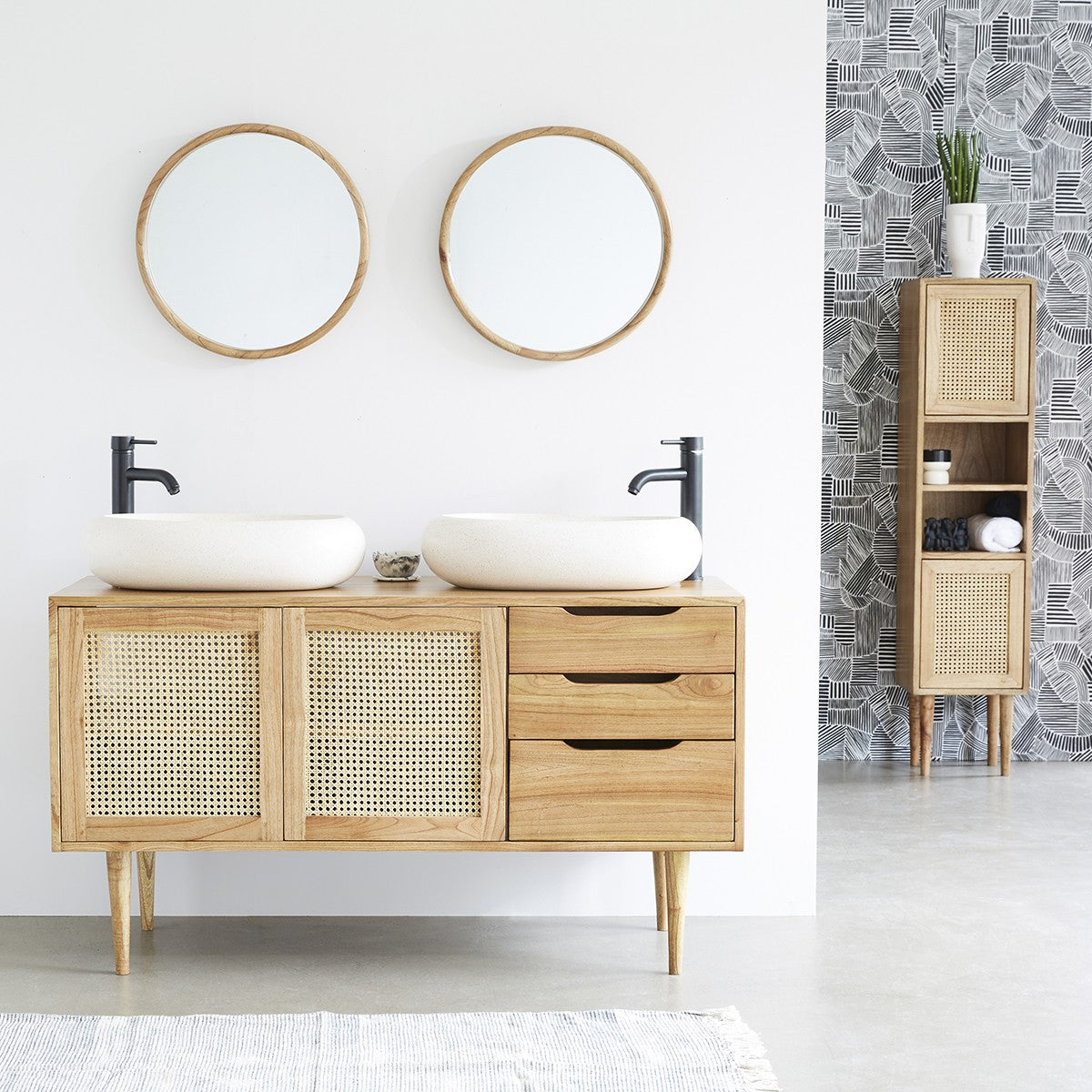 HANA - Miroir en mindi massif rond Ø50 cm