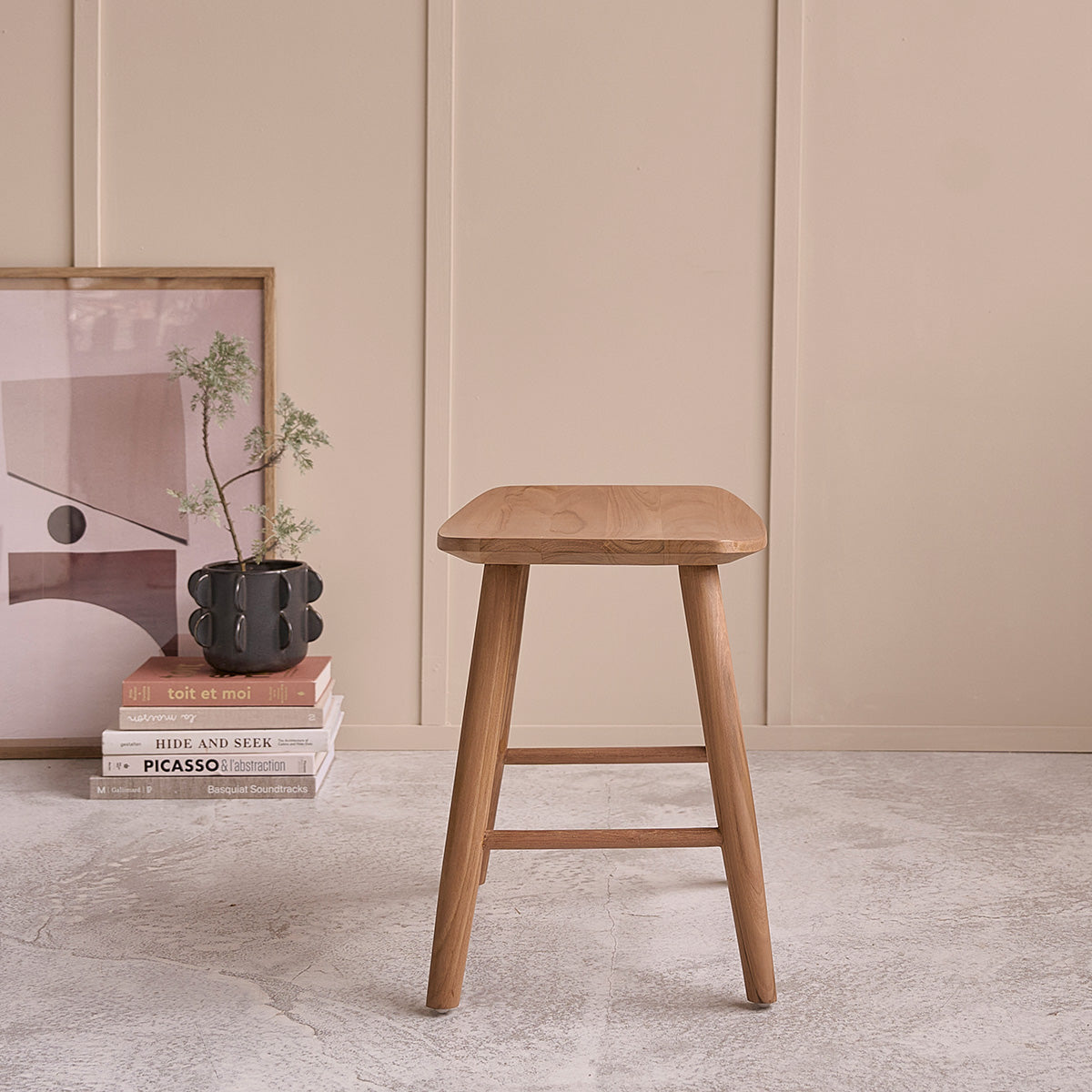 AMBRE - Set di 2 sgabelli da bar in teak massello 45 cm