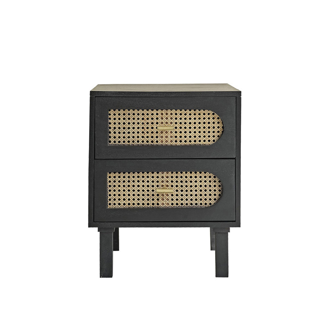 ZULMA - Table de chevet en manguier massif et cannage 45 cm