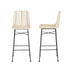 Lot de 2 tabourets de bar en rotin et métal