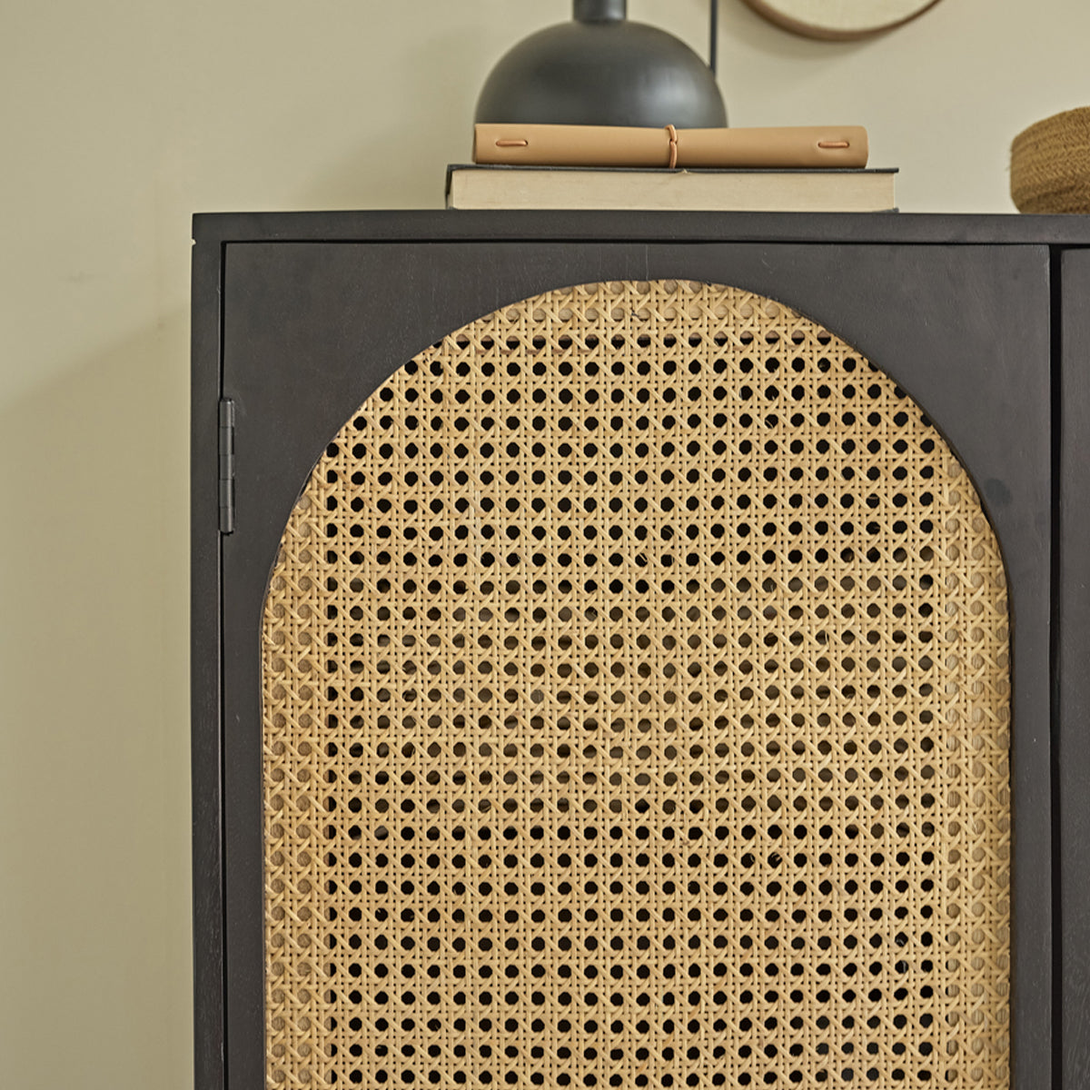 ZULMA - Armoire en manguier massif et cannage 90 cm