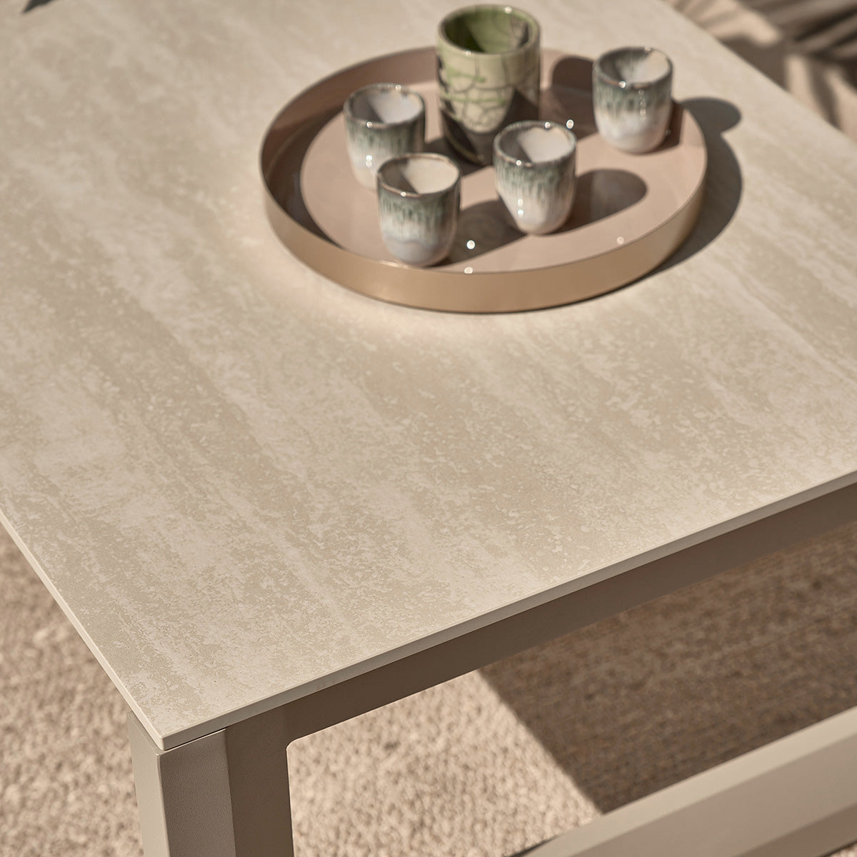 CALIZA - Salon de jardin bas en aluminium taupe 5 pers.
