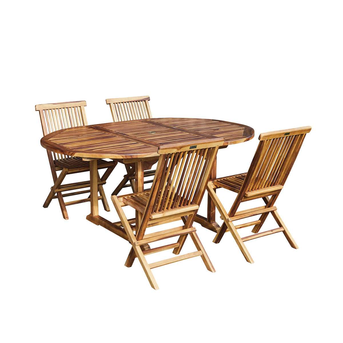 BALI - Set di mobili da giardino con tavolo allungabile in teak massello oliato 4/8 pers.