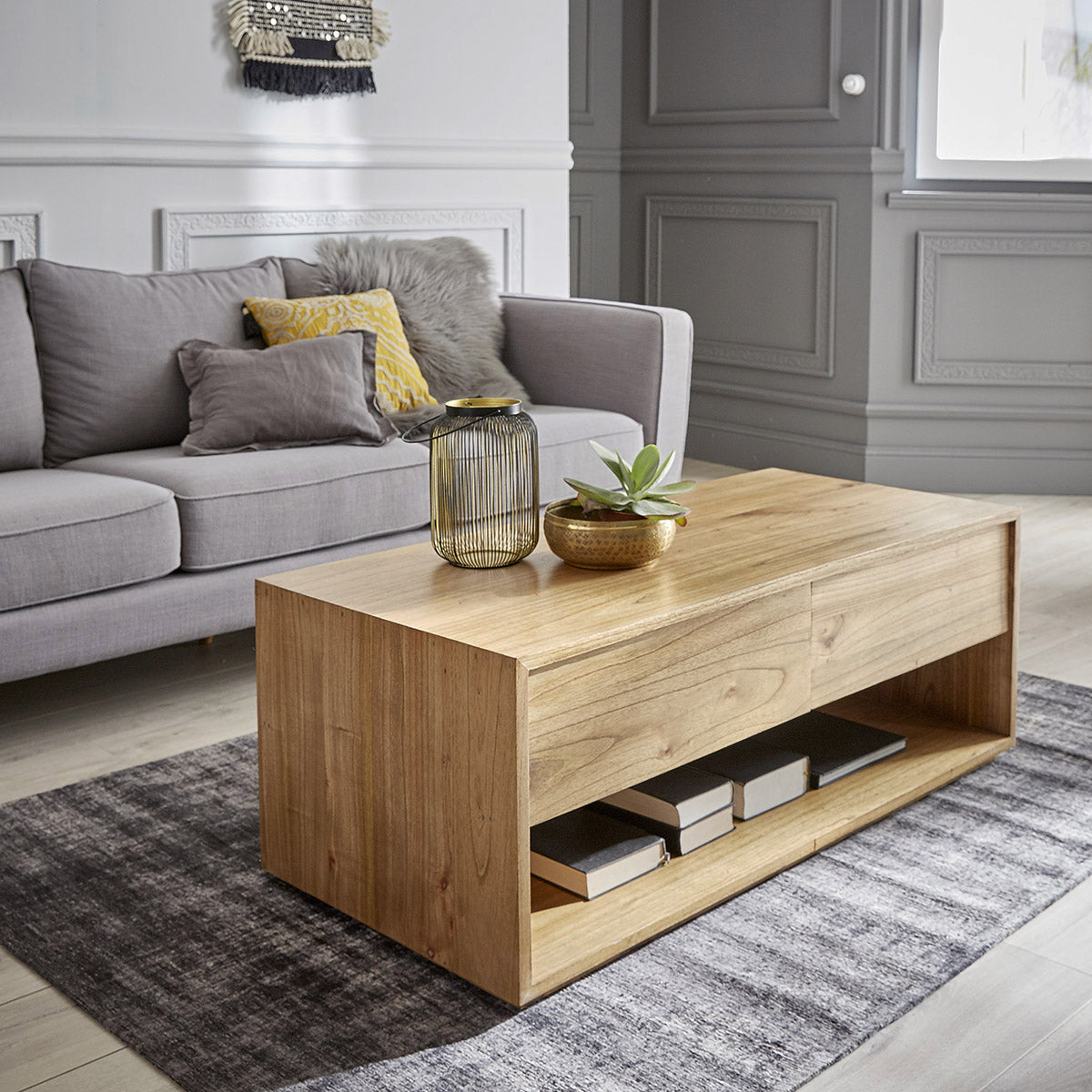 TILO - Table basse en mindi massif 120 cm