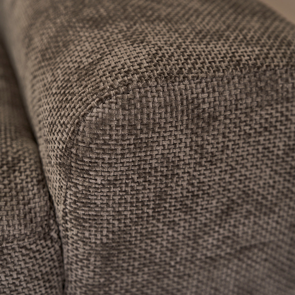 ALPHONSE - Canapé droit 4 places en velours tressé moka
