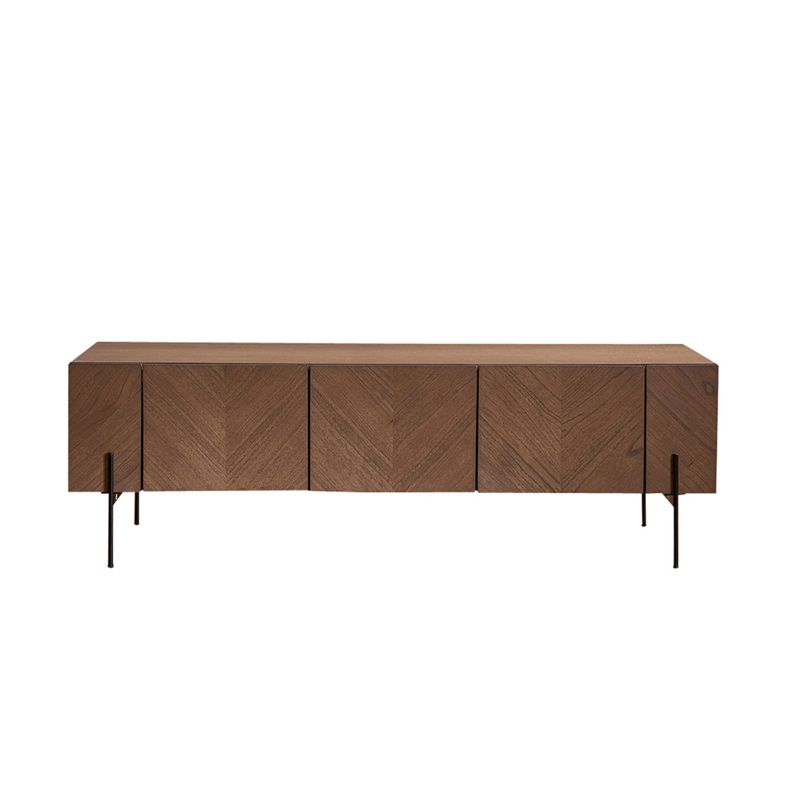 CALIX - TV-Möbel aus massivem Mindi und Metall mit Nussbaum-Oberfläche 160 cm