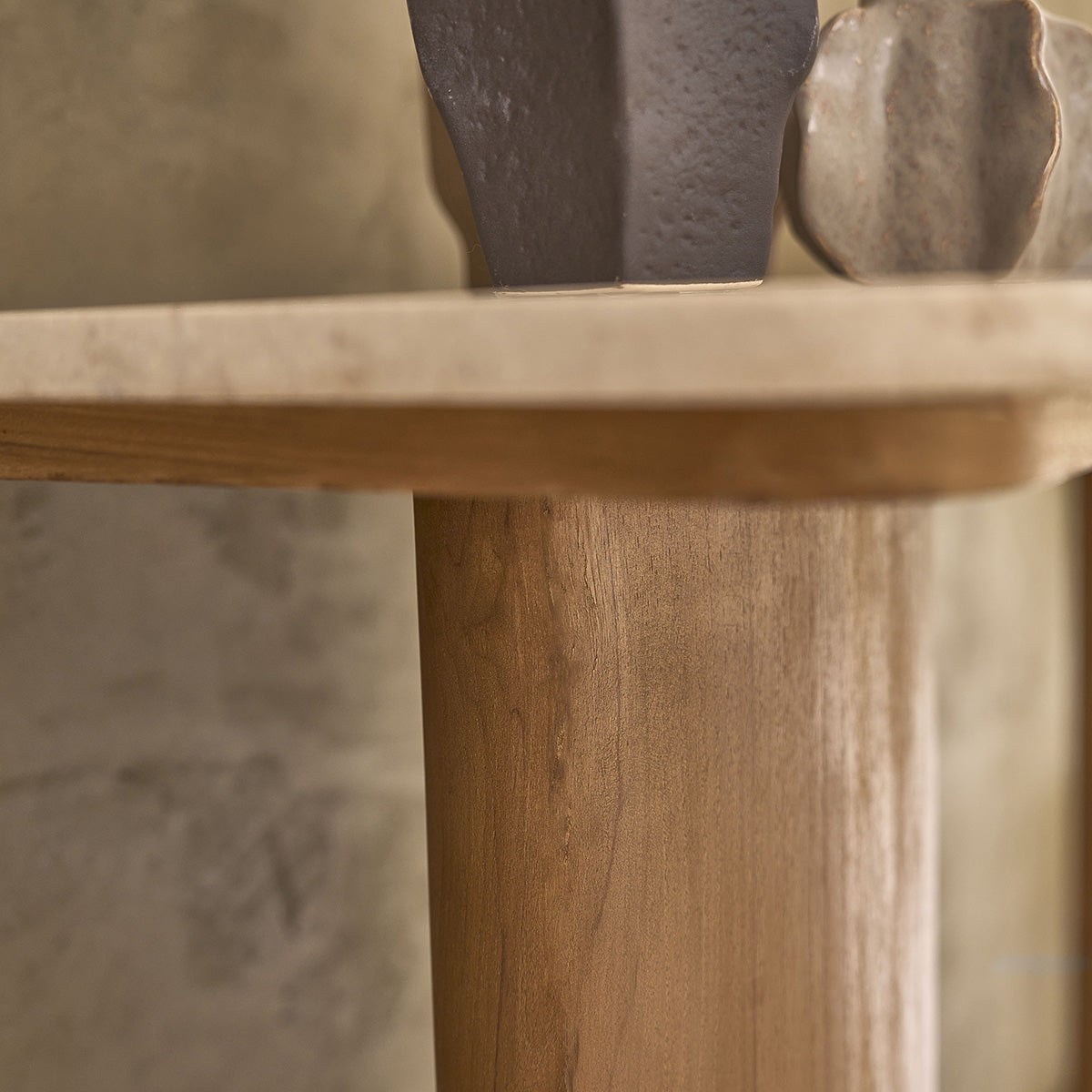 CALMA - Consolle in teak massello e marmo 120 cm