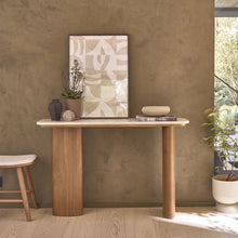 Console en teck massif et marbre 120 cm