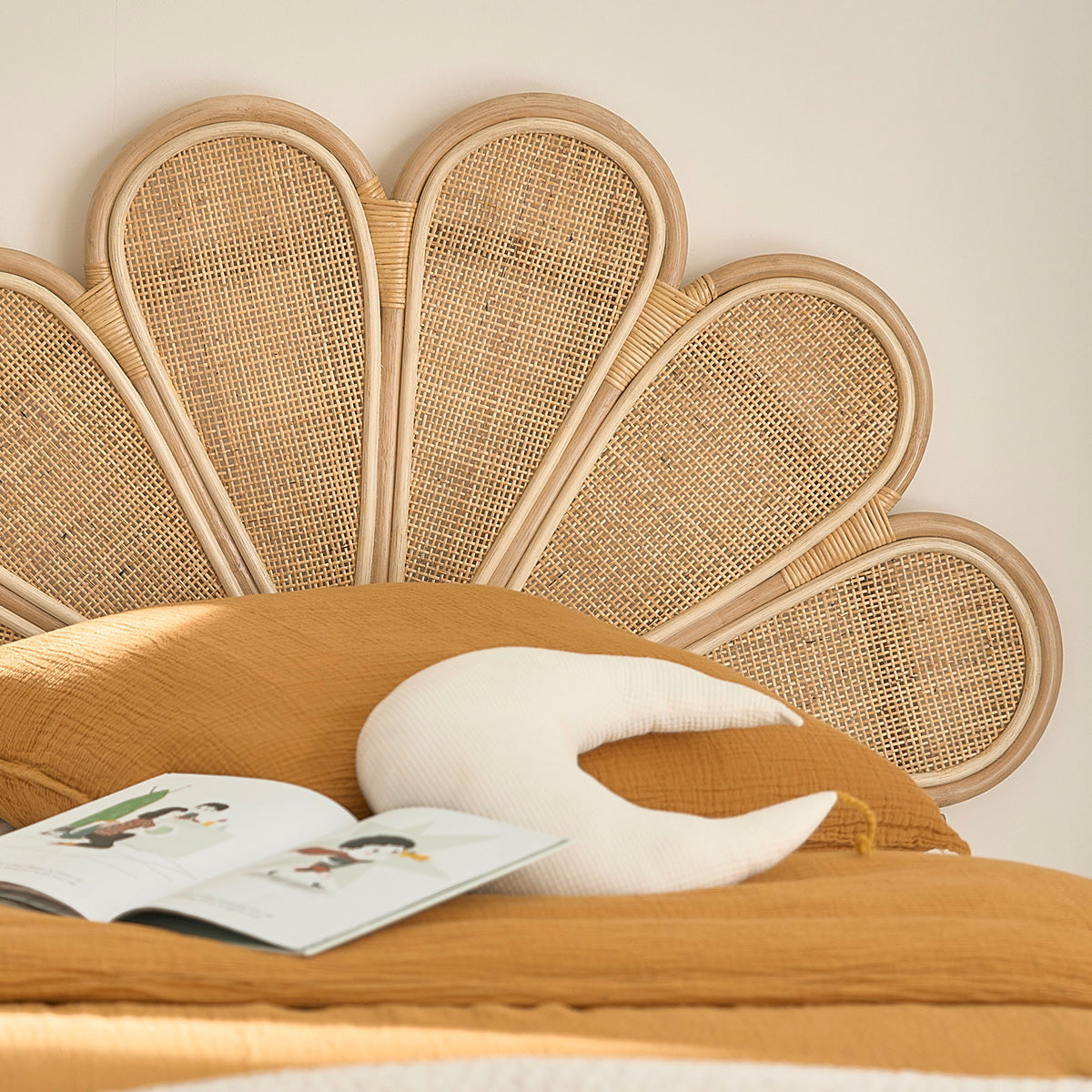 ROMY - Tête de lit en rotin et cannage 90 cm