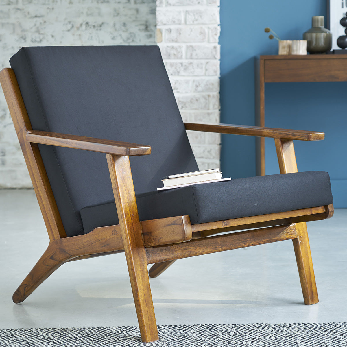 AUGUSTE - Fauteuil scandinave en teck massif