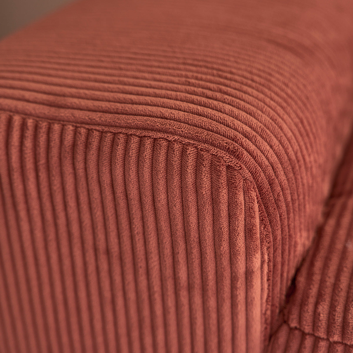 ALPHONSE - Canapé droit 3 places en velours côtelé terracotta