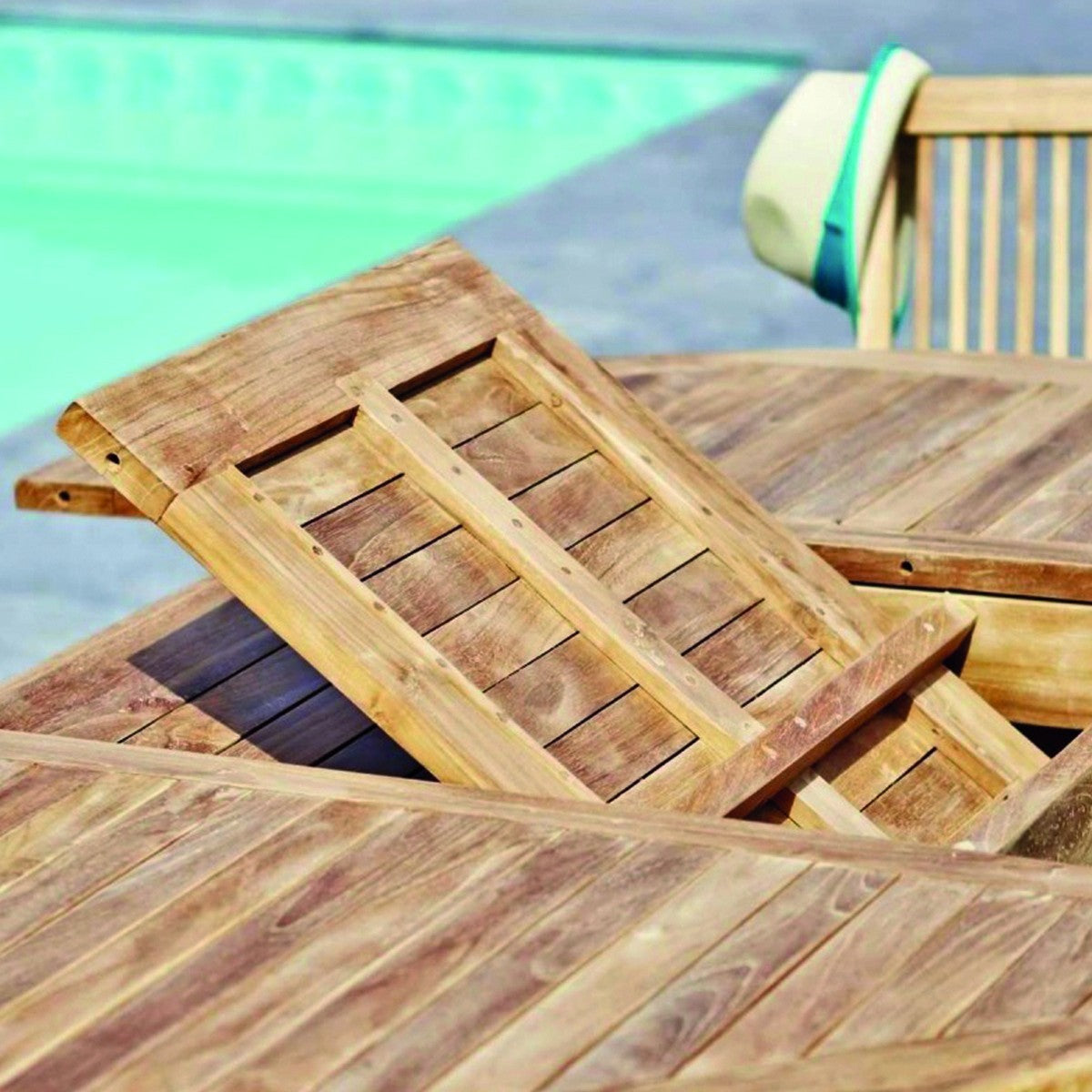 MIDLAND - Salon de jardin en teck massif extensible 8/10 pers.