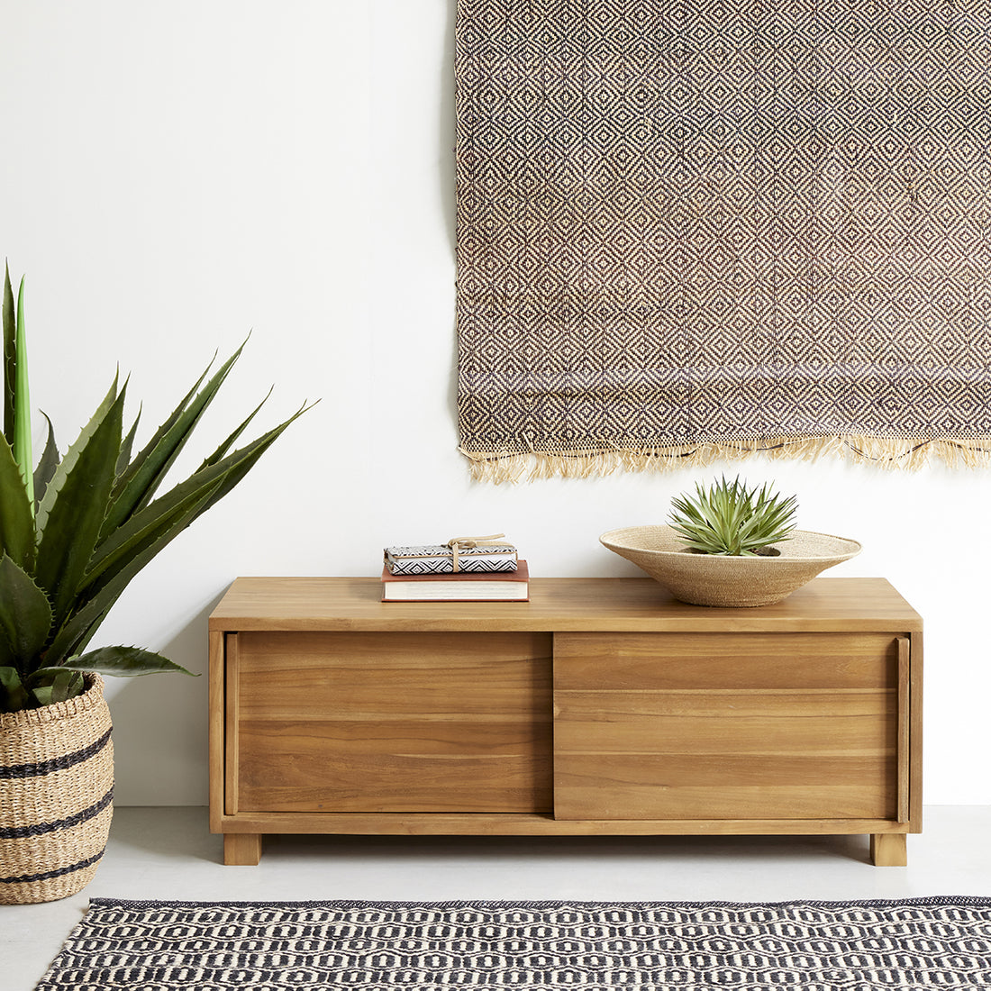 NIDO - Mobile porta TV in teak massello 100 cm