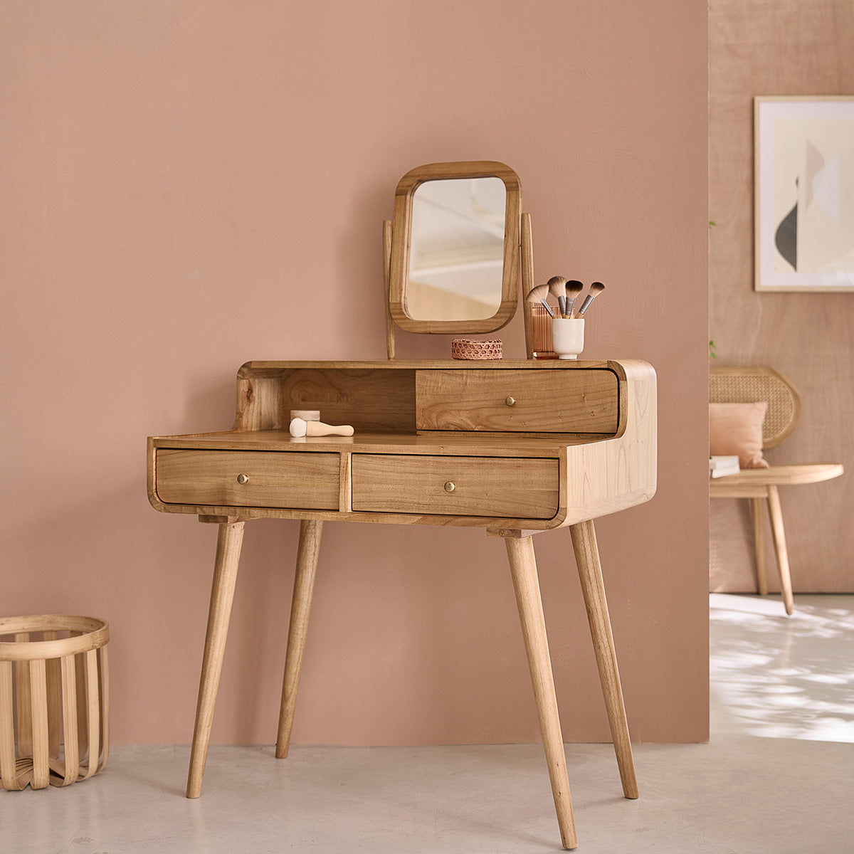 FIFTIES - Schminktisch aus massivem Mindi 90 cm