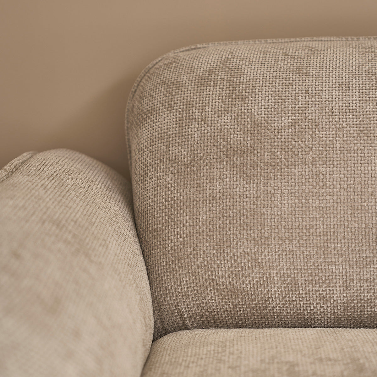 HECTOR - Canapé droit 3 places en velours tressé beige