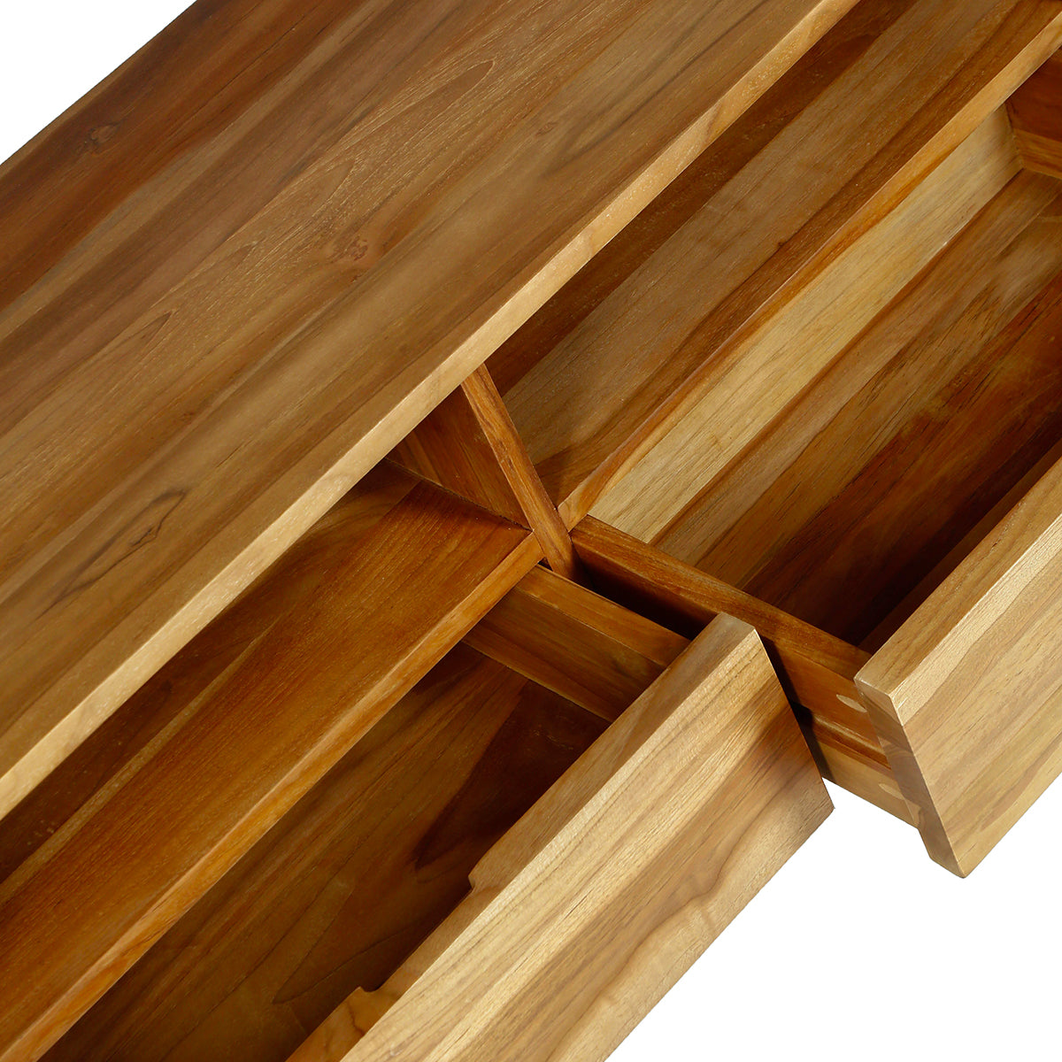 NIDO - Mobile porta TV a 2 cassetti in teak massello 100 cm