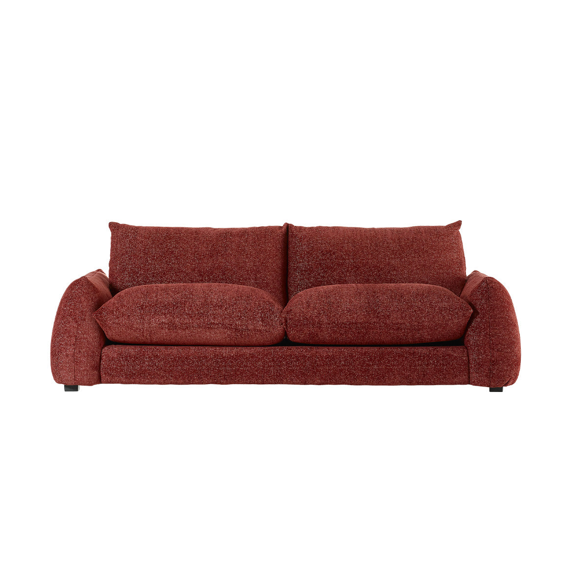 JACQUES - Gerades 3-Sitzer-Sofa aus weinrot meliertem Chenille