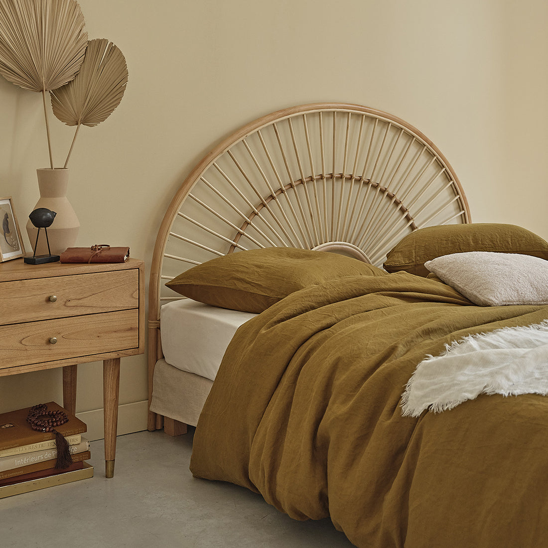 BOHO - Testiera arrotondata in rattan 160 cm