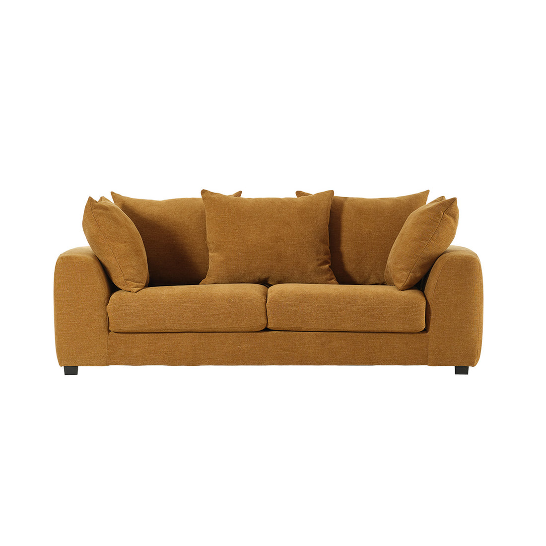 EDMOND - Gerades 3-Sitzer-Sofa mit Liegefunktion aus bronzefarbenem Stoff in Leinenoptik