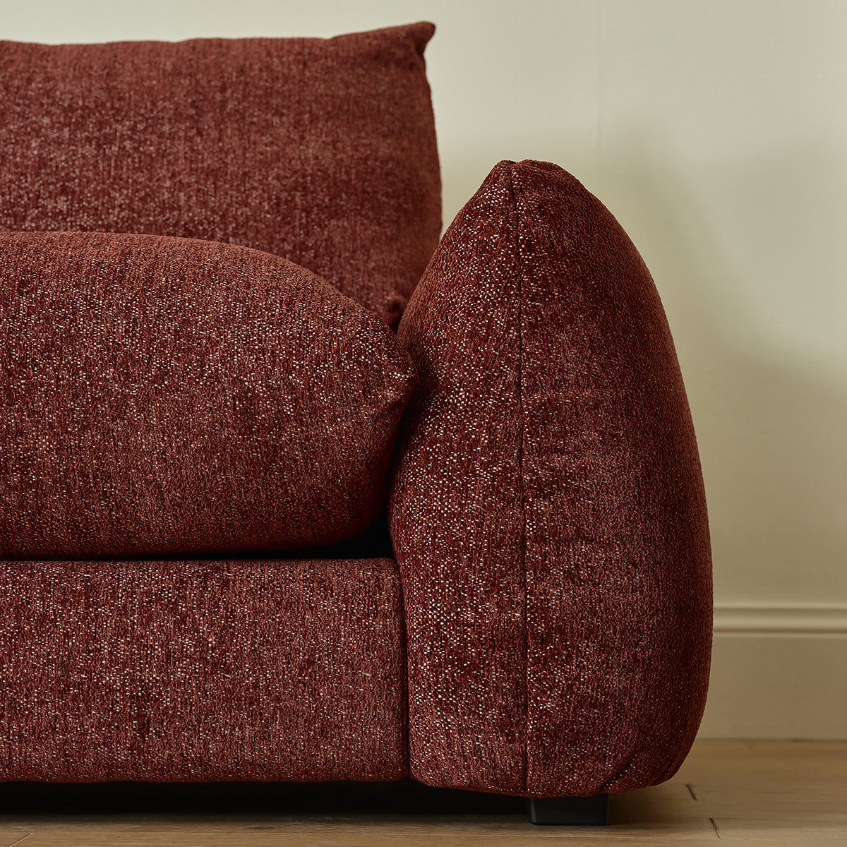 JACQUES - Gerades 3-Sitzer-Sofa aus weinrot meliertem Chenille