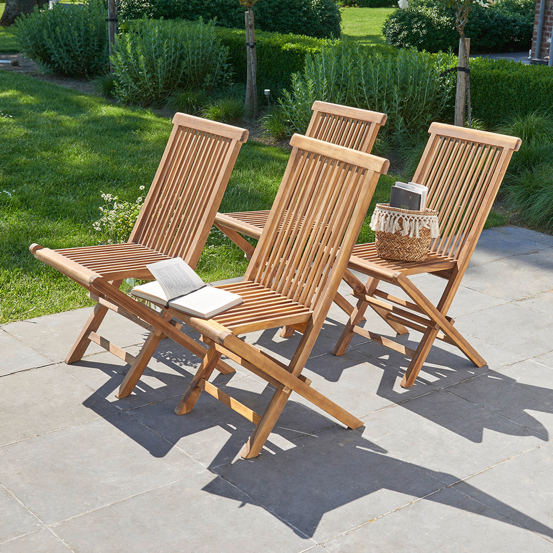 BALI - Klappbarer Gartenstuhl massives geöltes Teakholz (4er Set)
