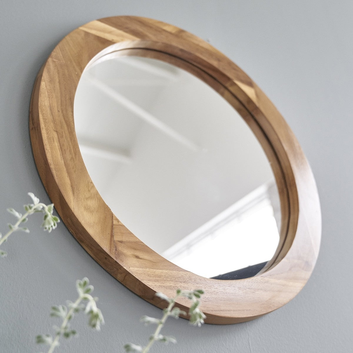 SARA - Specchio rotondo in teak massello Ø 50 cm