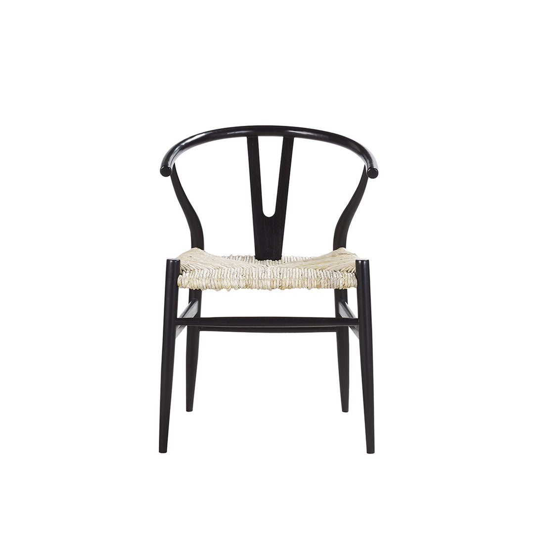 CAMILLE - Sedia in mindi massello nera e corda naturale