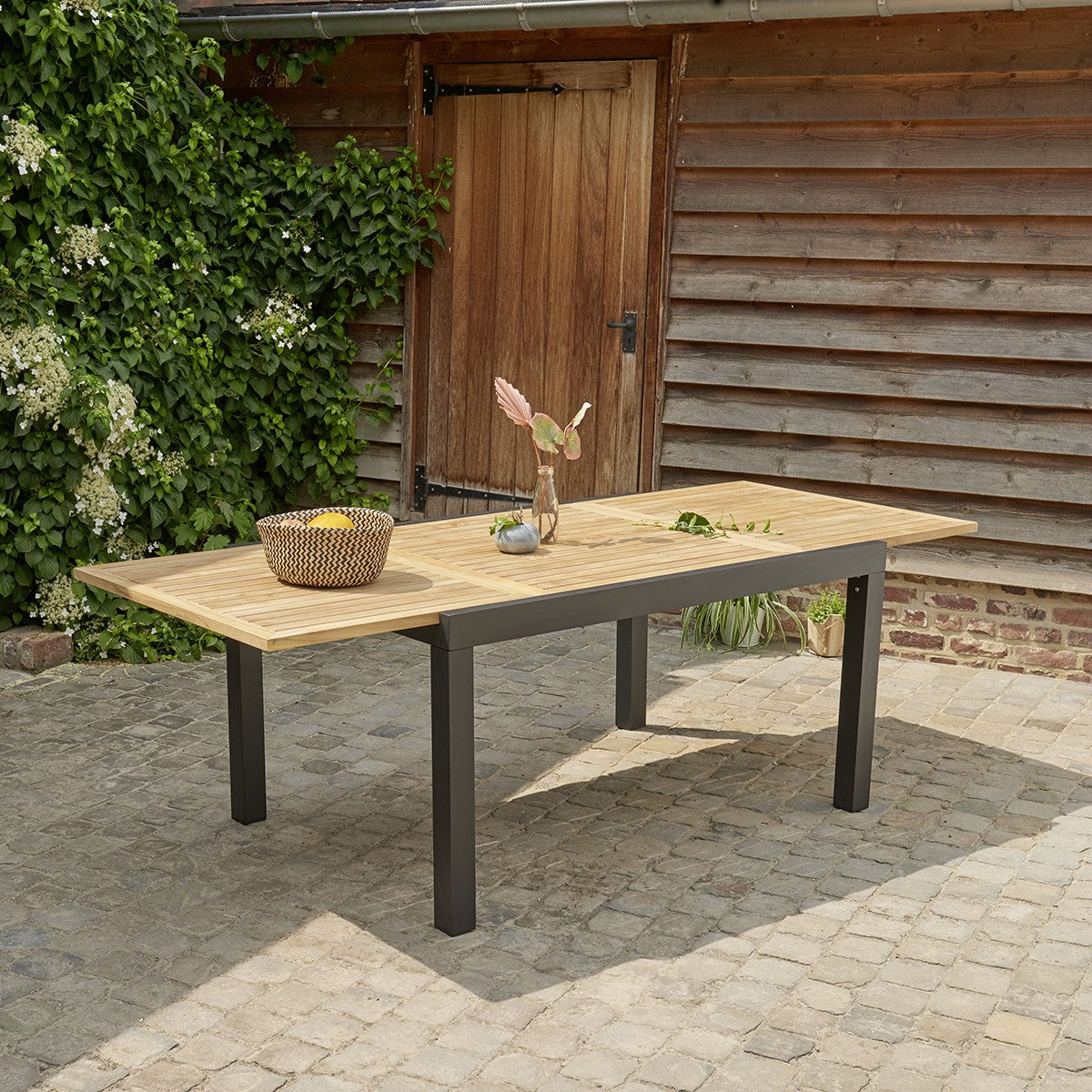 BALITECK - Table de jardin extensible en aluminium et teck 6/10 pers.