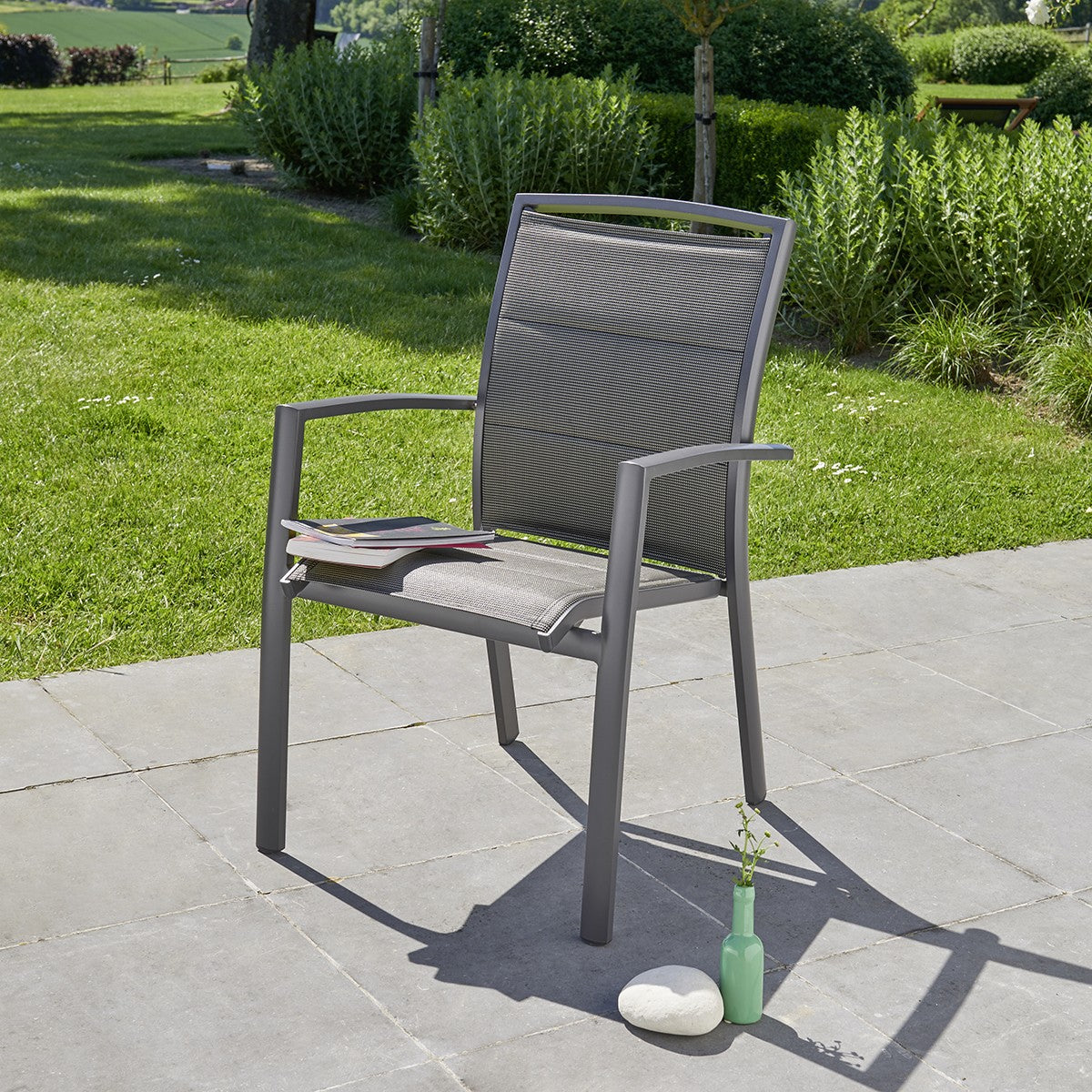 MODULO - Salon de jardin en aluminium gris extensible 4/8 pers.