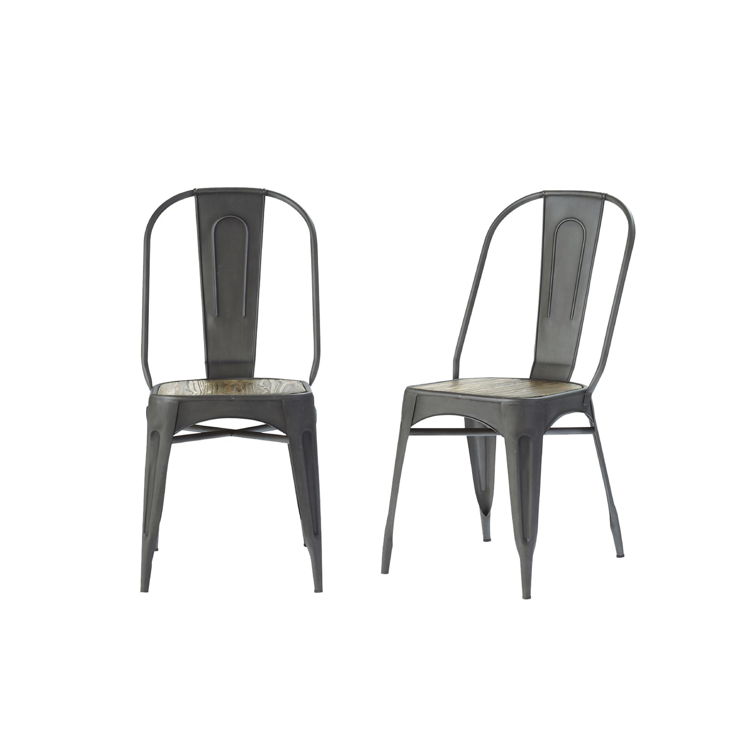 INDUS - Lot de 2 chaises en bois recyclé massif et métal