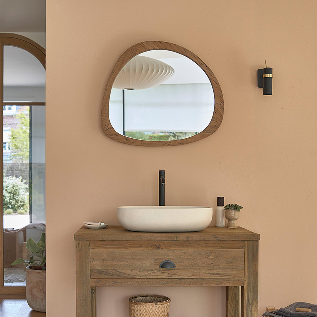 AUSTIN - Miroir en teck massif recyclé 70 cm