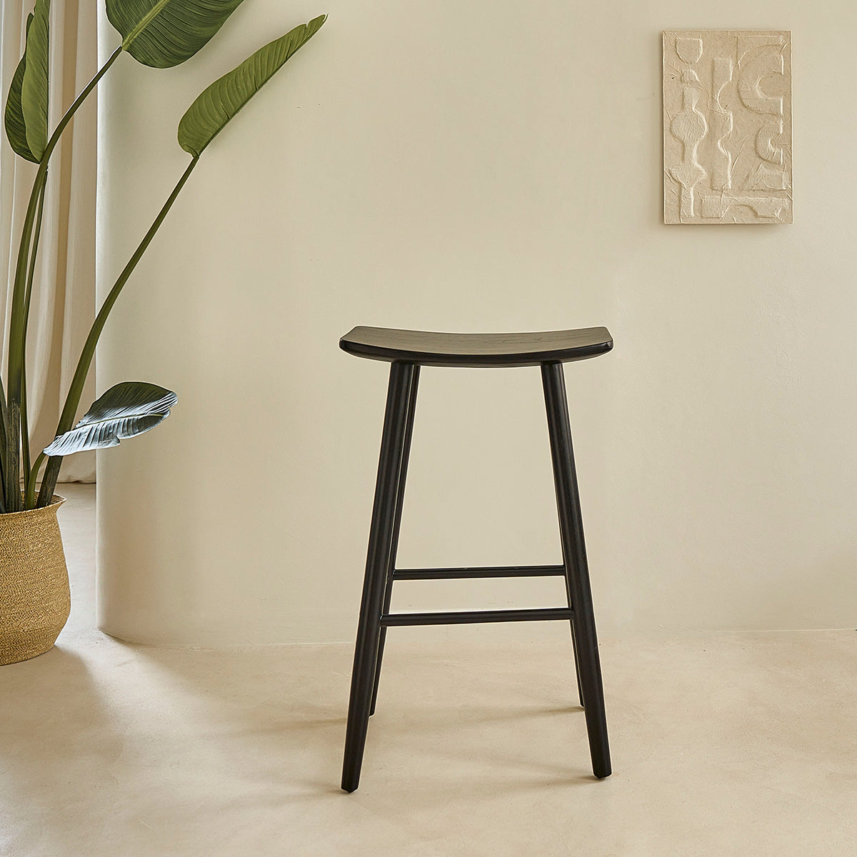 AMBRE - Set di 2 sgabelli in teak massello nero 75 cm