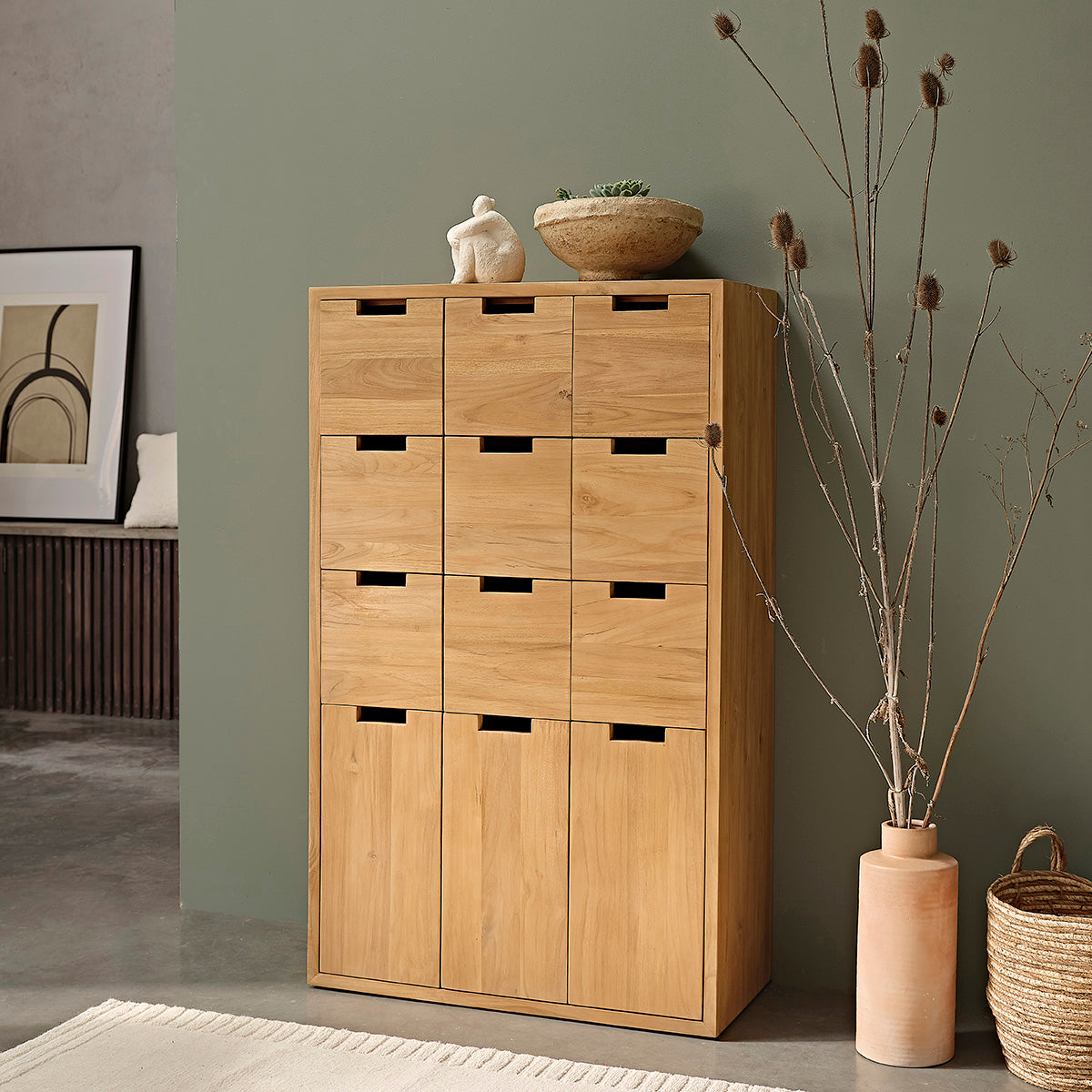 ALDO - Armadio da ingresso in teak massello 80 cm