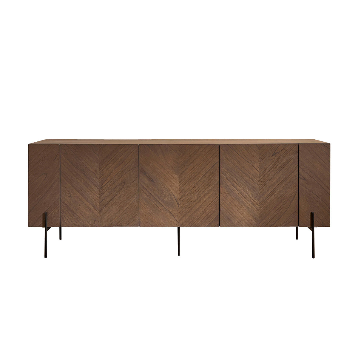 CALIX - Credenza in mindi massello e metallo finitura noce 200 cm
