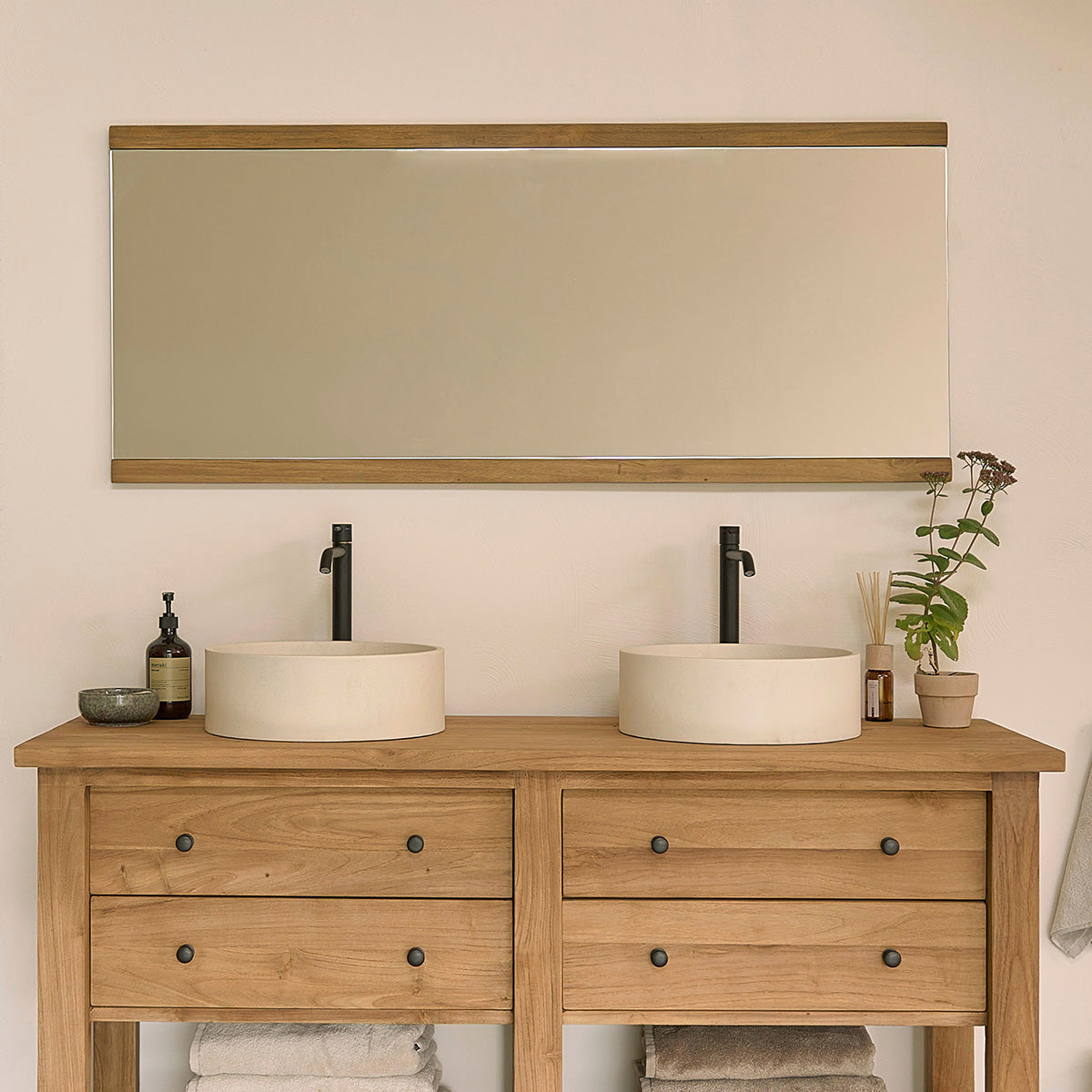 NAHELE - Miroir en teck massif recyclé 140x60 cm