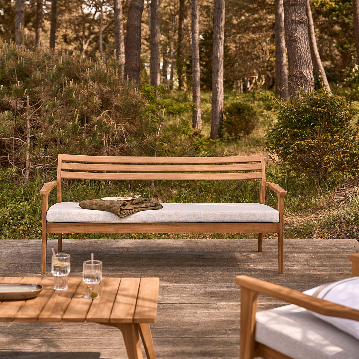 BARI - Divano da giardino in teak massello 175 cm