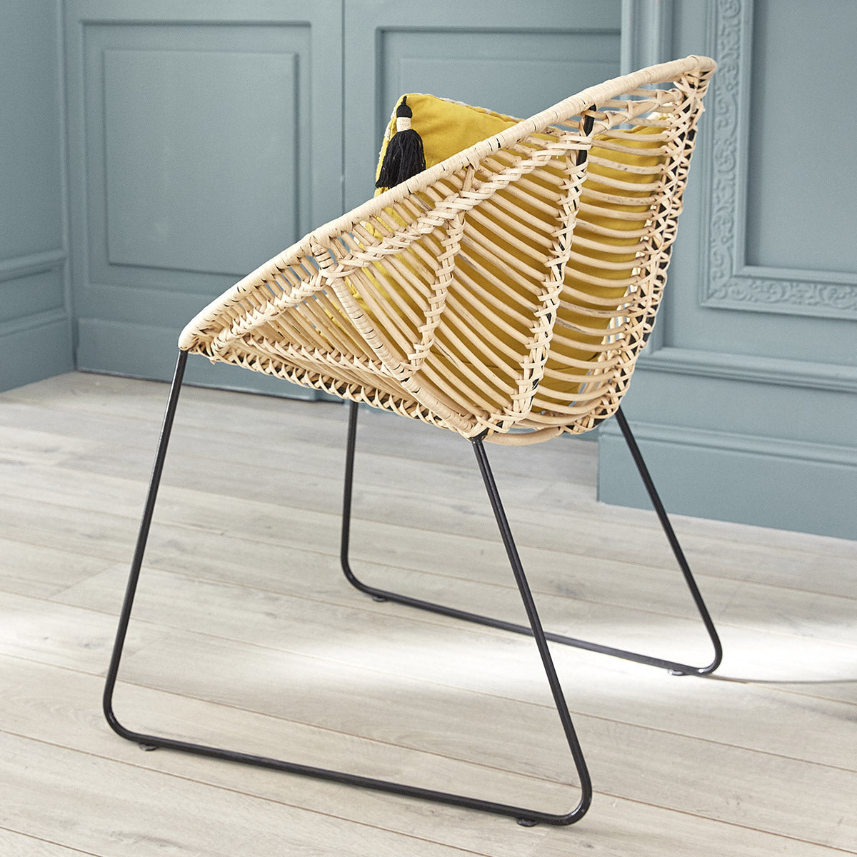 BOHEMA - Set di 2 sedie in rattan e metallo