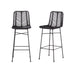 Lot de 2 tabourets de bar en rotin et métal noirs