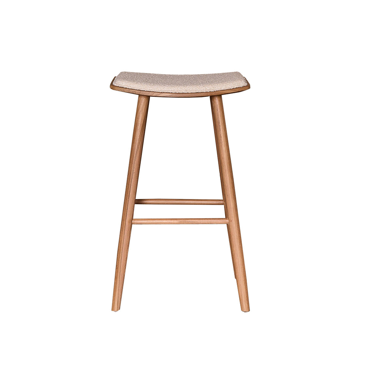 AMBRE - Sgabello in teak massello con seduta bouclé 75 cm