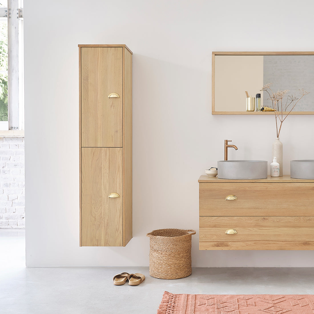 MARGAUX - Colonne de salle de bain en chêne massif 150 cm