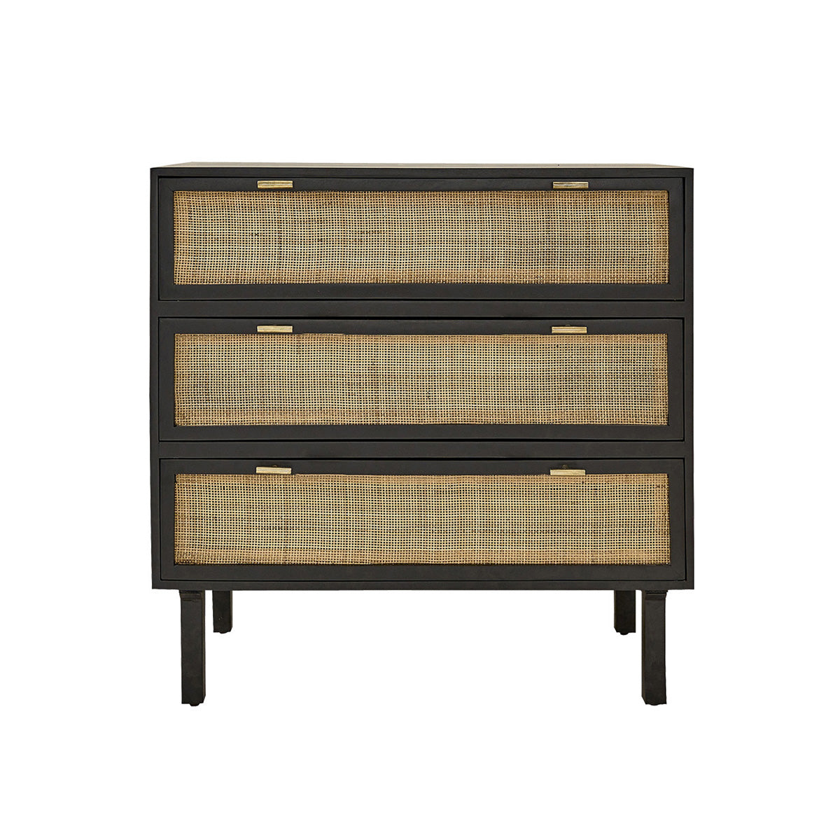 BLAISE - Cassettiera in mango massello e midollino nero 90 cm