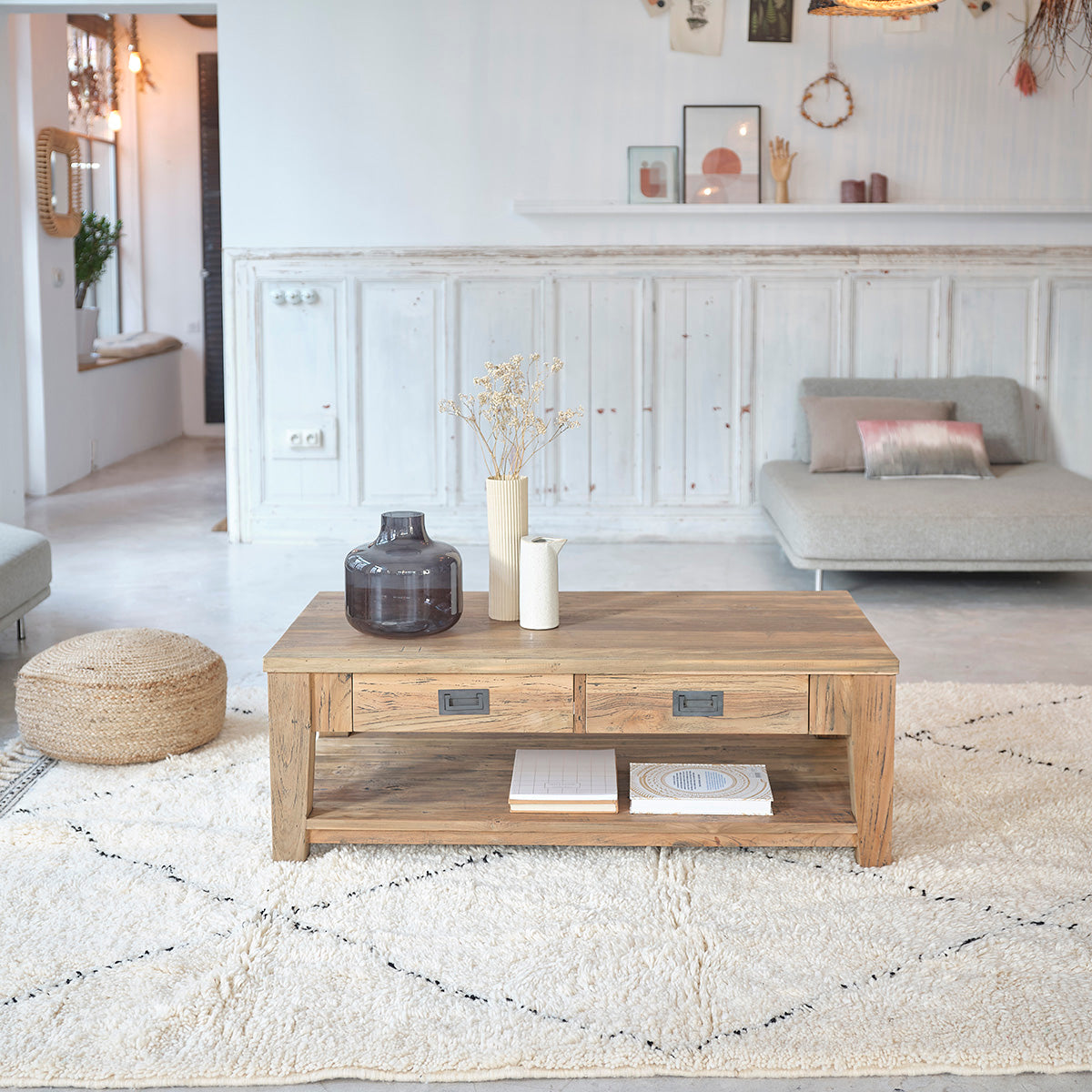 CARGO - Table basse en teck massif recyclé 120 cm