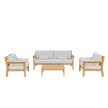 Salon bas de jardin en teck massif avec coussins