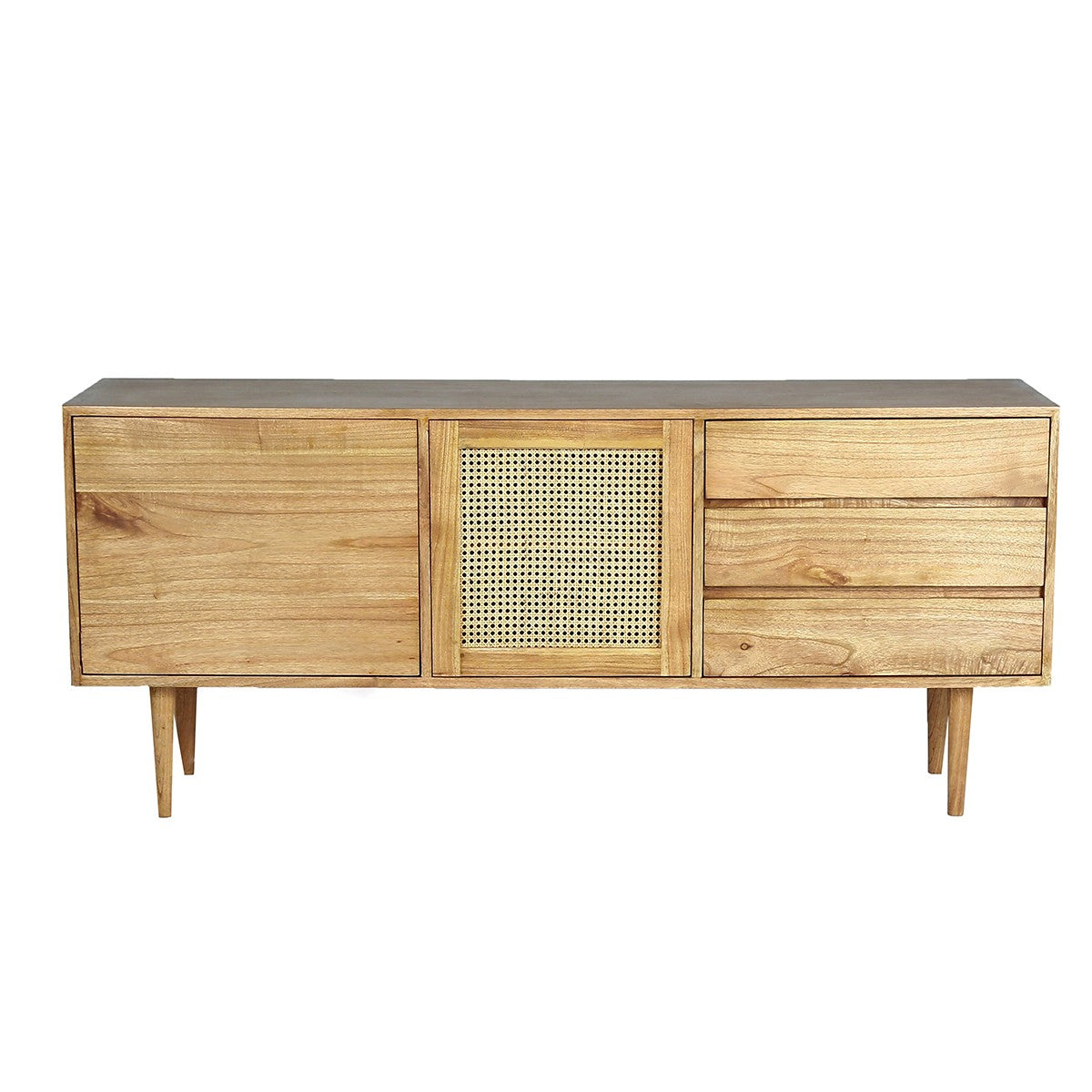 HANA - Commode en mindi massif et cannage 175 cm