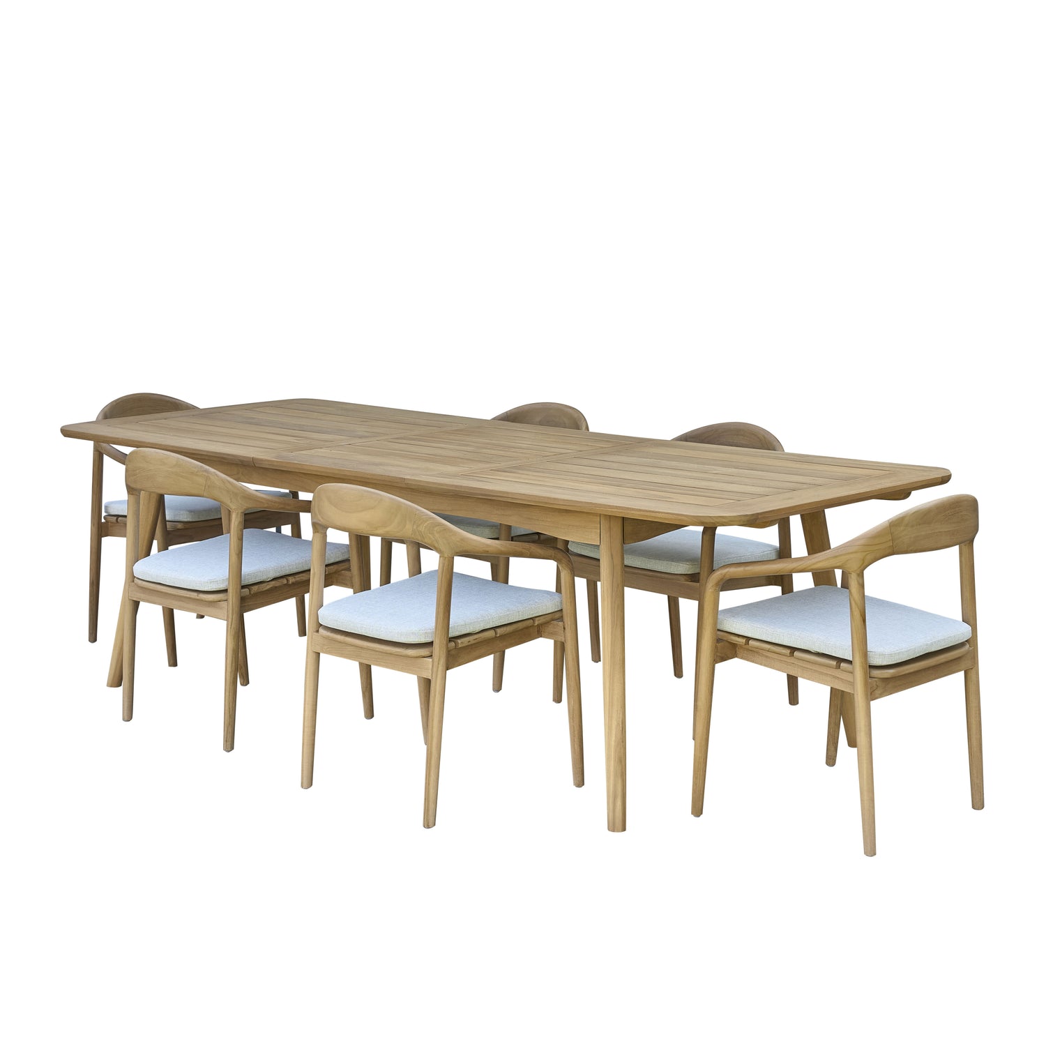 AMBRE - Set di mobili da giardino in teak massello con tavolo allungabile 6/8 pers.