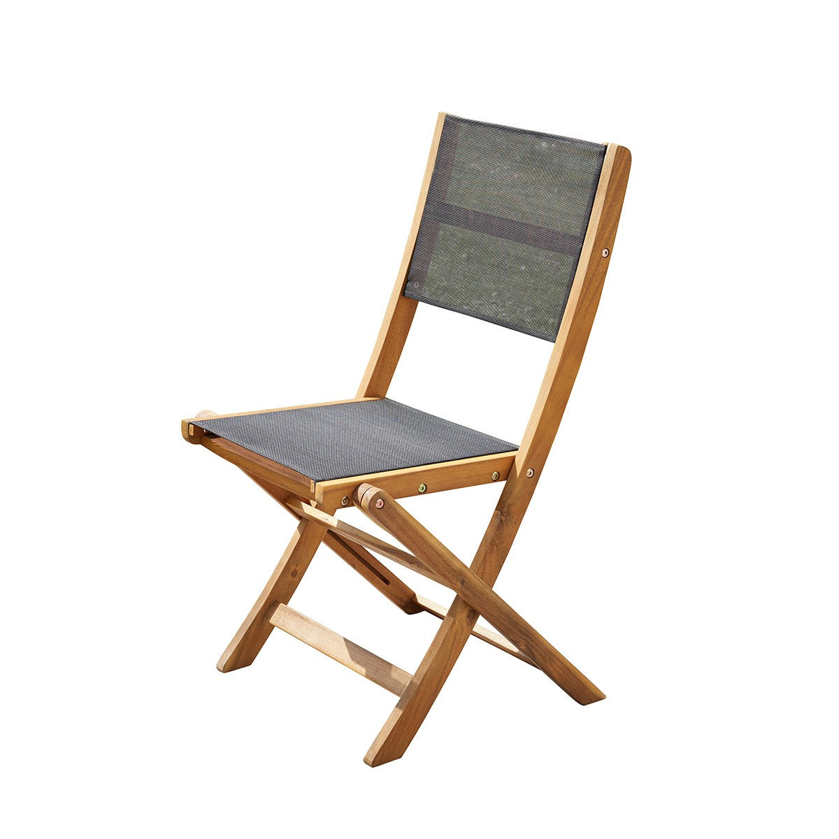 HANOÏ - Chaise de jardin en acacia massif et textilène noir