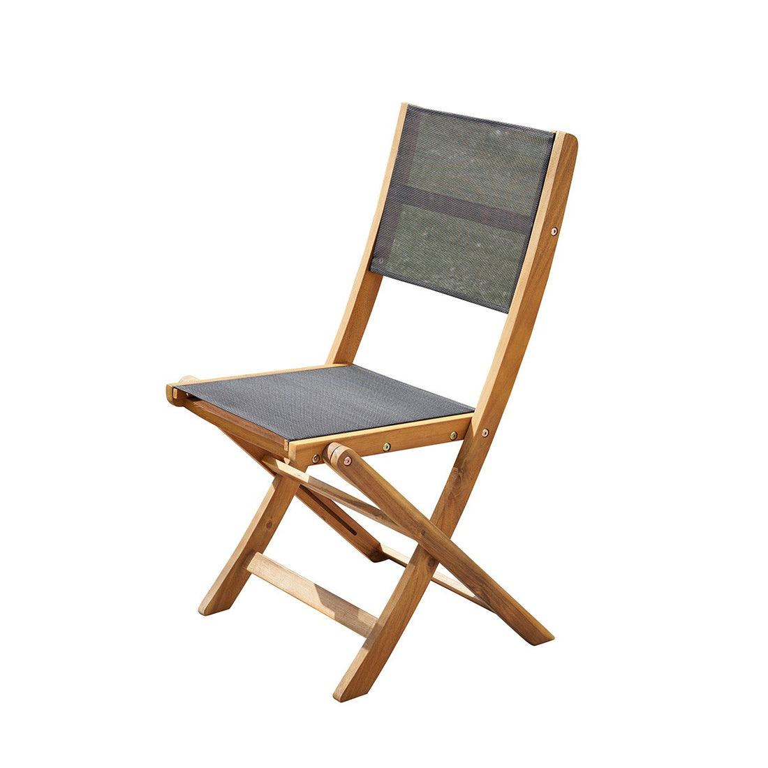 HANOÏ - Gartenstuhl aus massivem Akazienholz und schwarzem Textilene