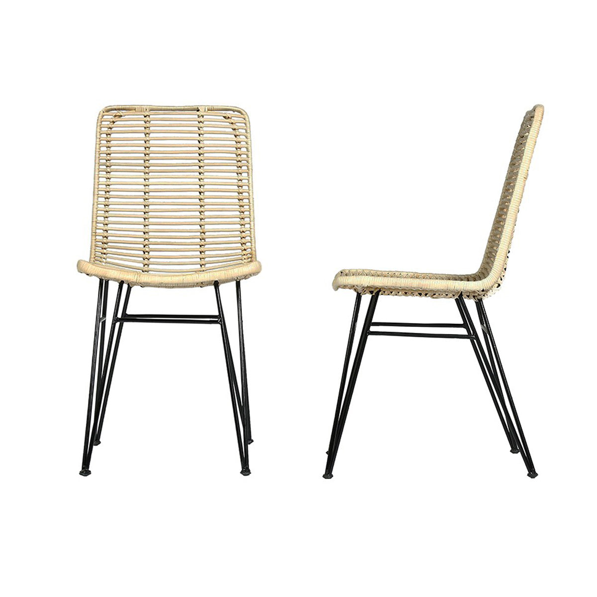 BOHEMA - Lot de 2 chaises en rotin et métal