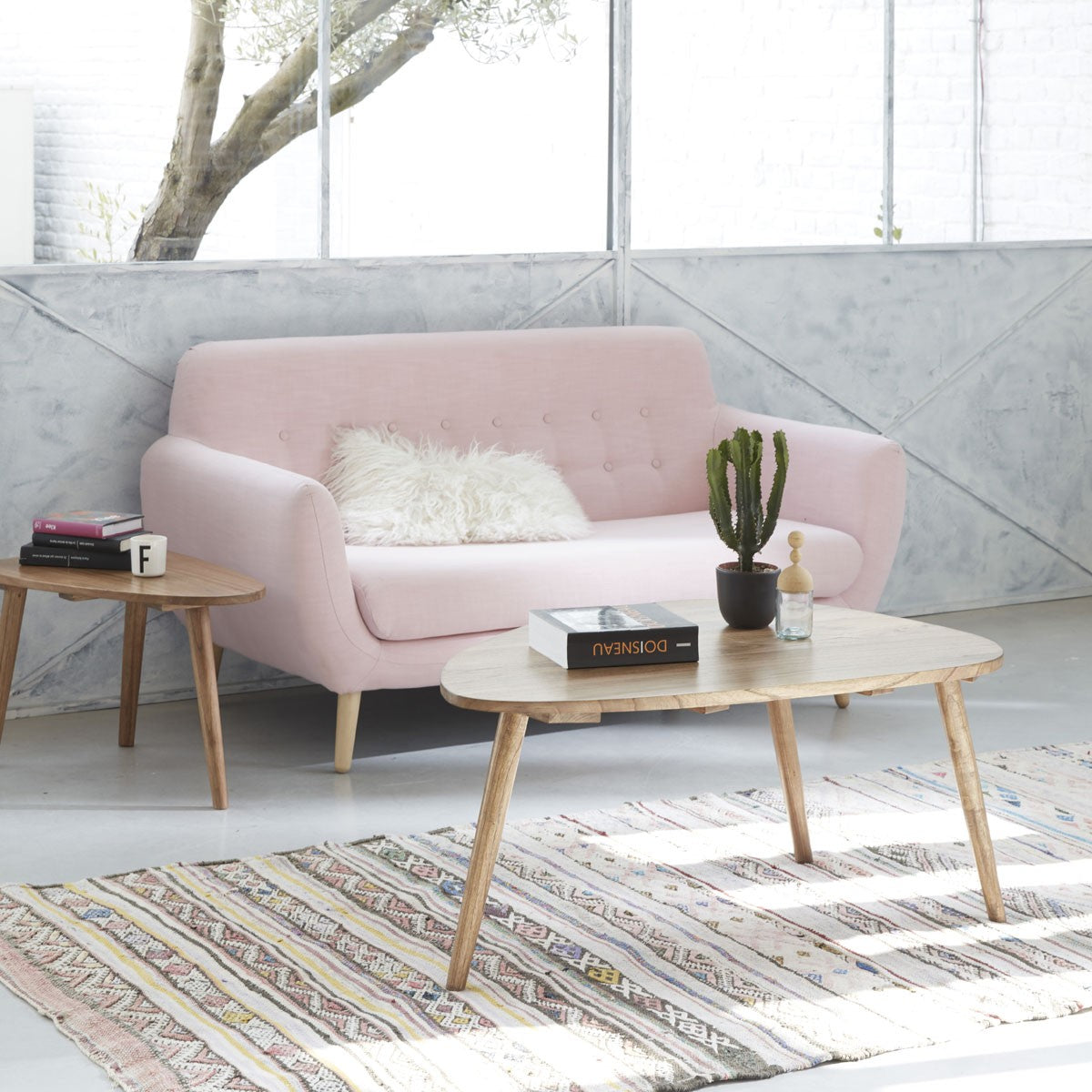 ODDA - Tavolino in mindi massello 100 cm